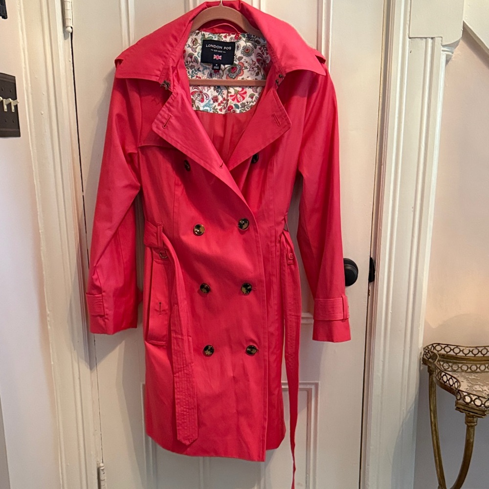 London Fog watermelon Trench Coat